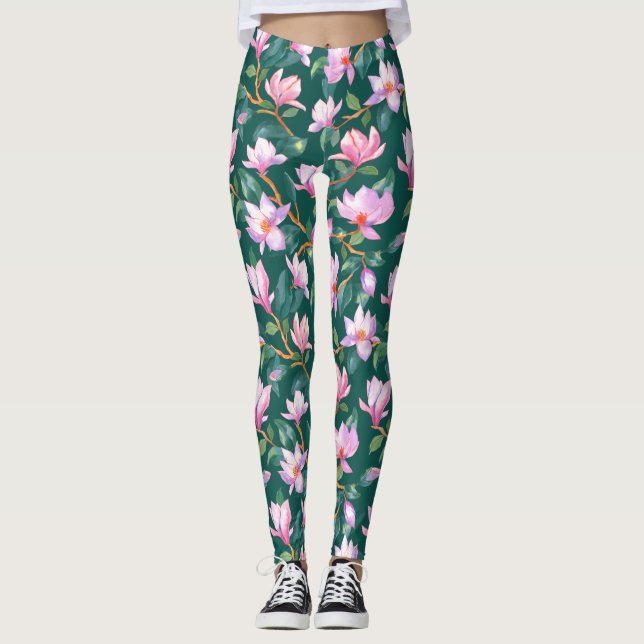 Leggings Magnolia en fleurs (Devant)