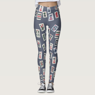 Leggings MahJongg mosaïques design sur bleu foncé