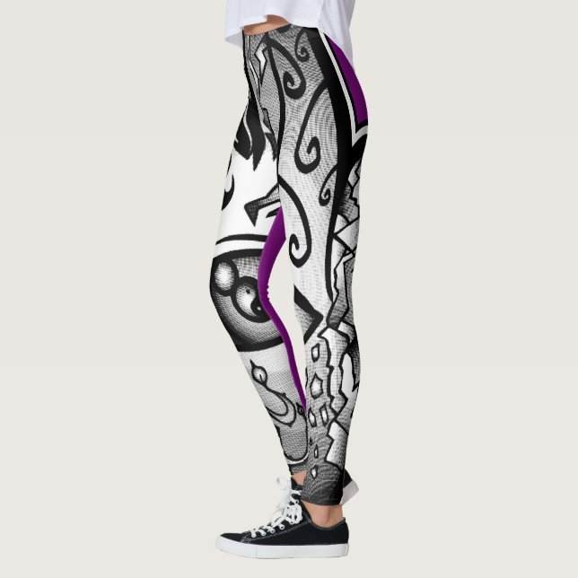 Leggings Main des guêtres "de pluie pourpre" de création (Gauche)