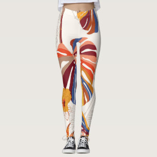 Leggings Main florale tropicale brillante tirée