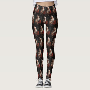 Leggings Maine Coon avec Noël Festif du Père Noël