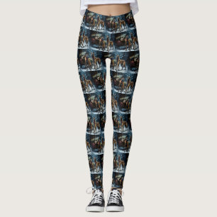 Leggings Malinois Belge Traîneau enneigé Décor de Noël
