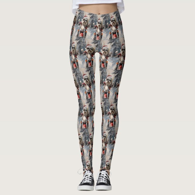 Leggings Malti Tzu Chien équitation Moto Noël (Devant)
