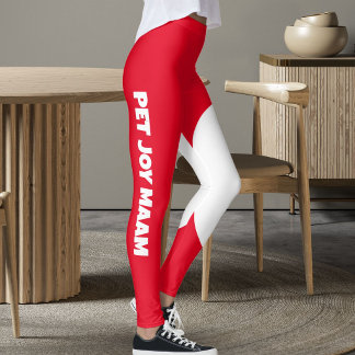 Leggings Maman Chat Chéri Nom Victoire Rouge Blanc Texte Pe