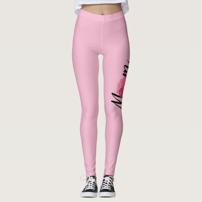 Leggings Maman Chic Rose Vintage Style Fleurs (Devant)