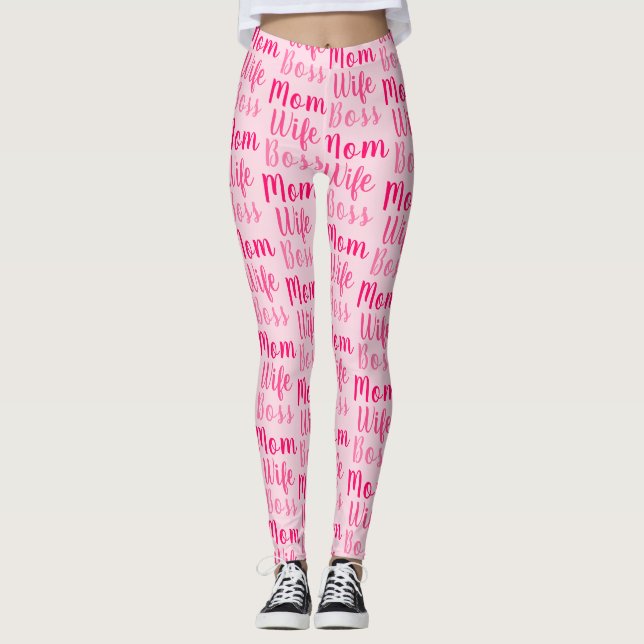 Leggings Maman femme patron clair rose coutume script migno (Devant)