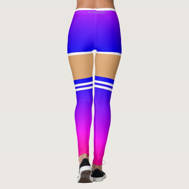 Leggings Manches Bleues Violettes Étalées Sur Les Chaussett (Dos)