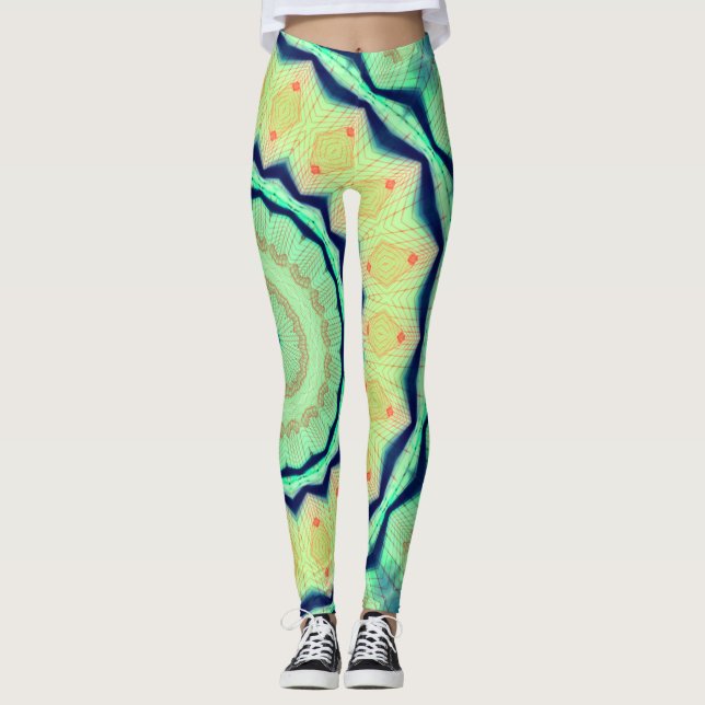 Leggings Mandala au néon d'éloge de Blacklight d'étoile (Devant)