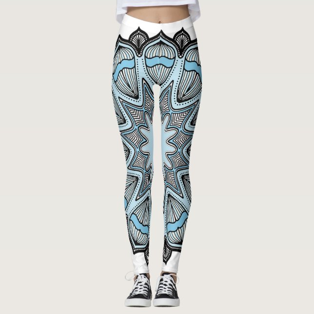 Leggings Mandala bleu et blanc (Devant)