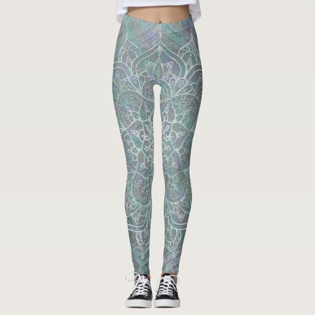 Leggings Mandala Bohème Chic Iridescent Scintillant (Devant)