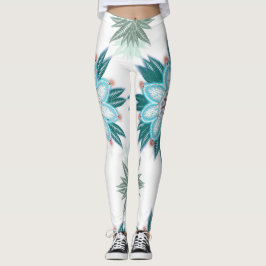 Leggings Mandala de fleurs bleu exotique