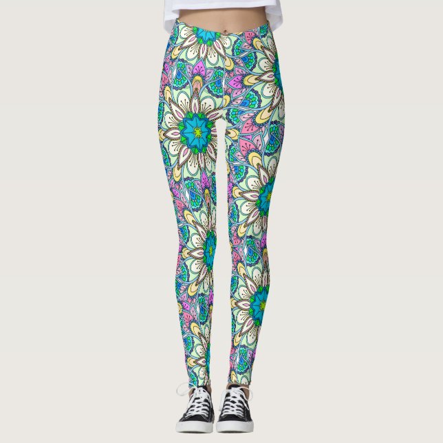 Leggings Mandala Design, Flower Power ! (Devant)