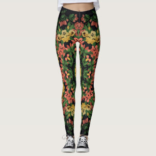 Leggings Mandala floral : rouge, vintage jaune.