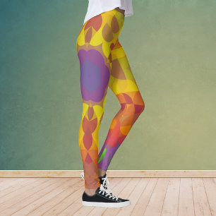 Leggings Mandala Flower jaune orange et violet