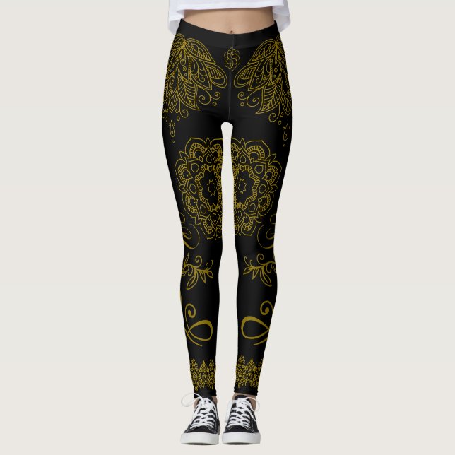 Leggings Mandala Noir/Or (Devant)