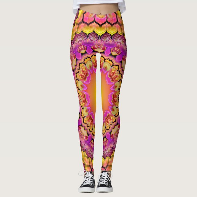 Leggings Mandala - un lit des roses carrelés (Devant)