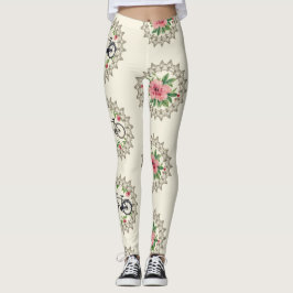 Leggings Mandalas Floraux de Bicyclette Motif Sans Couture