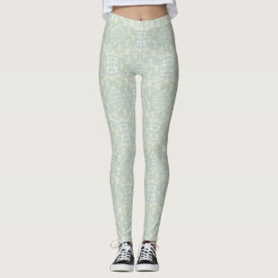 Leggings Mandalas vert clair, jaune et blanc