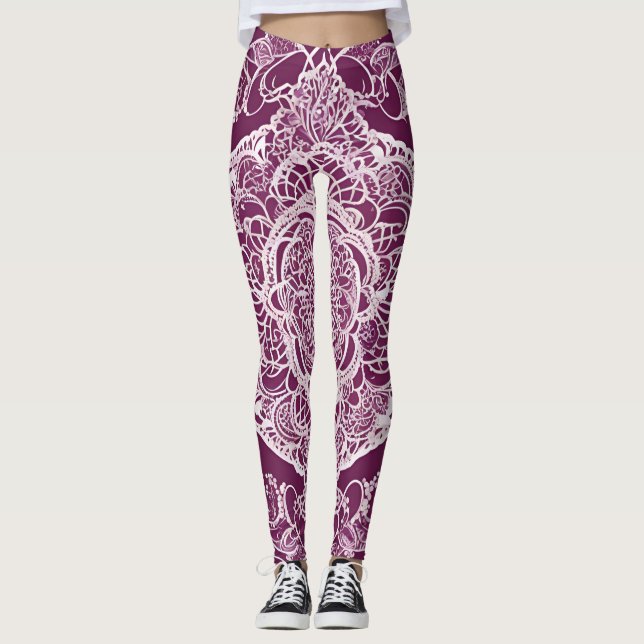 Leggings Mandela violette art de l'IA (Devant)