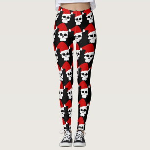 Leggings Mangez, Buvez et Soyez Joyeux Crâne drôle Père Noë