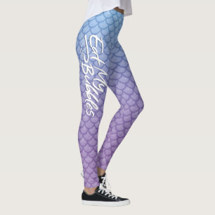 Leggings "Mangez mes bulles" Bleu/Violet écailles Nager Vie