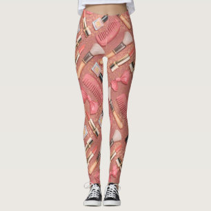 Leggings Maquillage Rose Cosmétiques Motif Paillettes