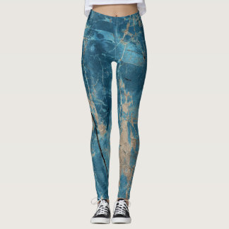 Leggings Marbre Aqua Onyx : Design Haute Résolution.