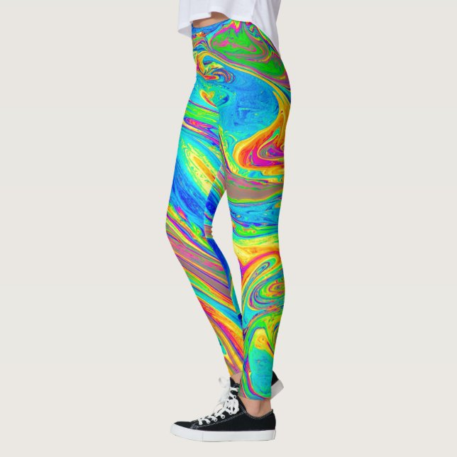 Leggings Marbre arc-en-ciel tourbillonne brillamment et bel (Gauche)