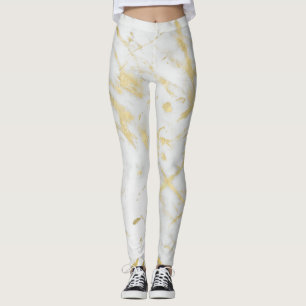 Leggings Marbre Blanc & Or Glam Moderne Chic Designer