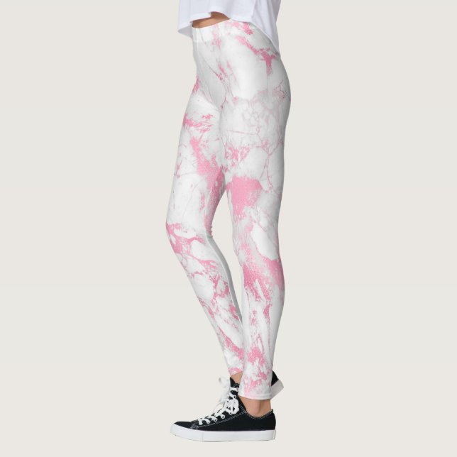 Leggings Marbre blanc rose (Gauche)
