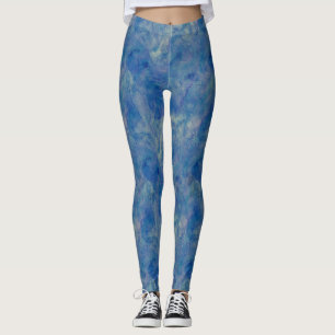 Leggings Marbre bleu et rose Acrylique Abstraction