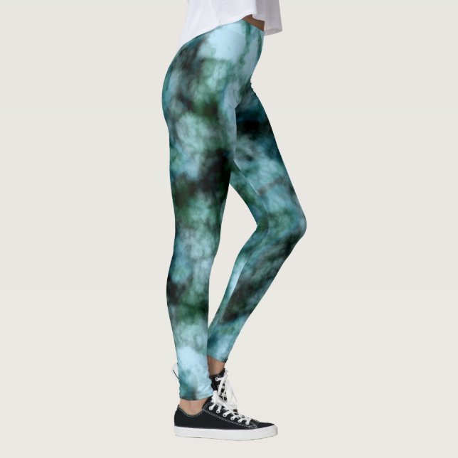 Leggings Marbre bleu et vert (Droite)