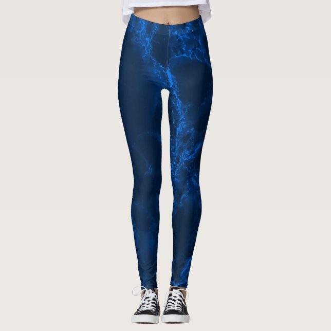 Leggings Marbre bleu-foncé (Devant)