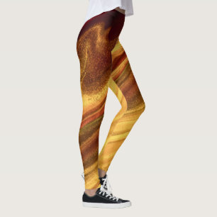 Leggings Marbre bourguignon et or