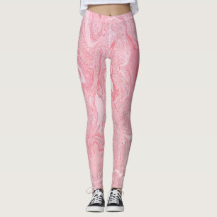 Leggings Marbre de Parties scintillant rose corail brillant