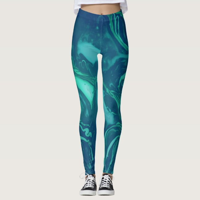 Leggings Marbre d'émeraude vert naturel (Devant)