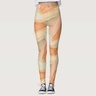 Leggings Marbre Doré Abstrait Chaud Neutre Organique