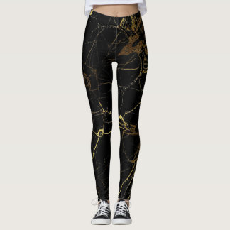 Leggings Marbre élégant noir et or