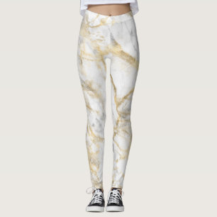 Leggings Marbre gris Motif or Yoga femmes