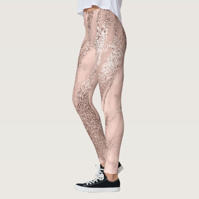 Leggings Marbre minimal métal Abstrait Rose Blush Gold (Gauche)