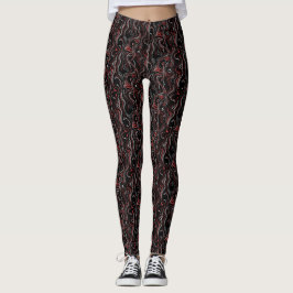 Leggings Marbre noir argenté rouge