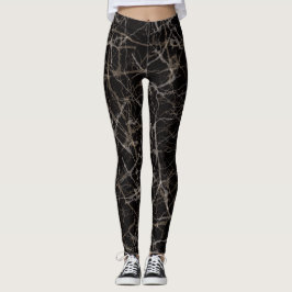 Leggings Marbre Noir Élégant et Texture de Pierre Humeur 
