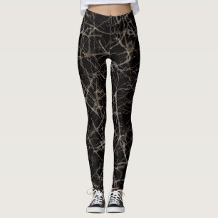 Leggings Marbre Noir Élégant et Texture de Pierre Humeur