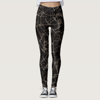 Leggings Marbre Noir Élégant et Texture de Pierre Humeur 