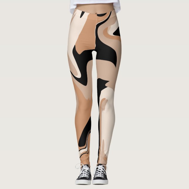 Leggings Marbre noir et marbre tan Motif (Devant)