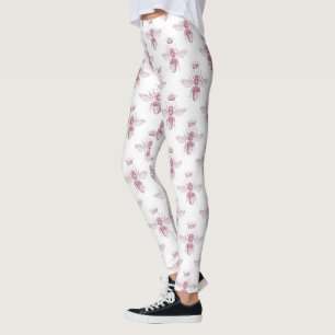 Leggings Marbre rose élégant & Bumble Bee Print