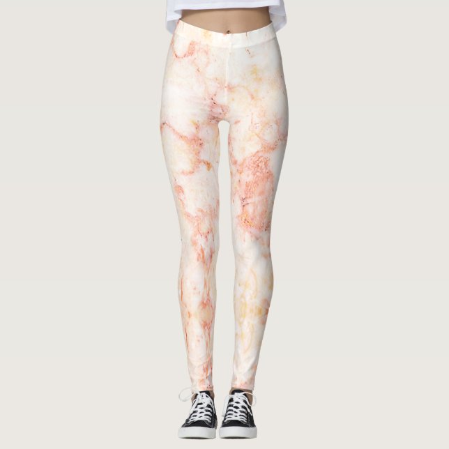 Leggings Marbre rose or rose élégant (Devant)
