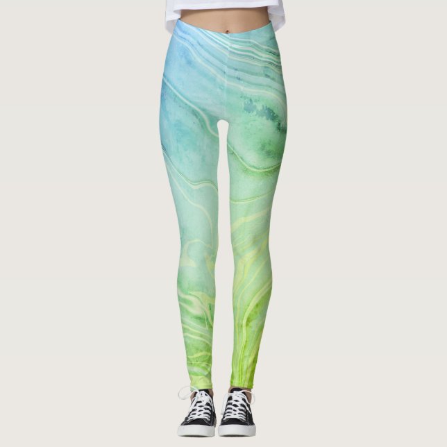 Leggings Marbre vert chic et tendance (Devant)