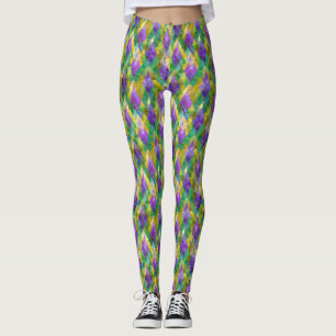 Leggings Mardi Gras Arlequin en verre tendu Imprimer