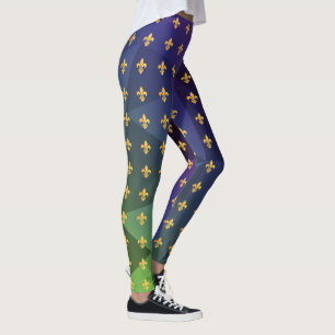 Leggings Mardi Gras Carnaval Fleur de Lis Diamond Arlequin